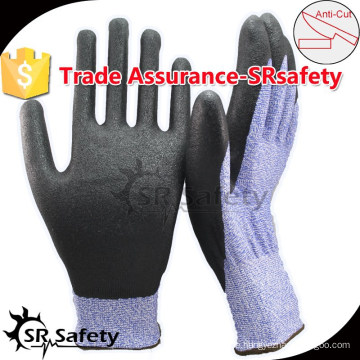SRSAFETY 18 Gauge lila Gestrickte PU Palm Cut Resistant Handschuhe, Safety Working Handschuhe / schneiden resistent Hand Handschuhe